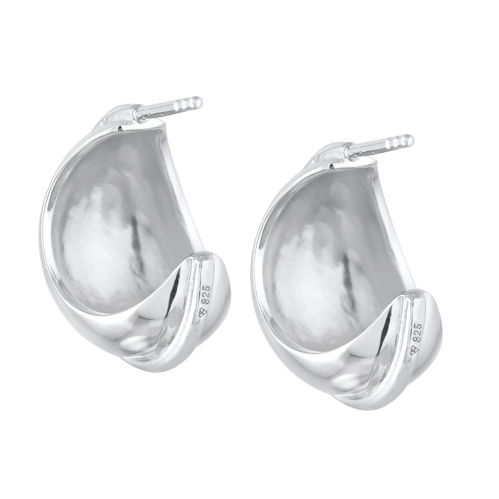 Elli Elli Boucles d'Oreilles Créoles pour femmes Chunky Basic Tendance en argent sterl Boucles d'oreilles