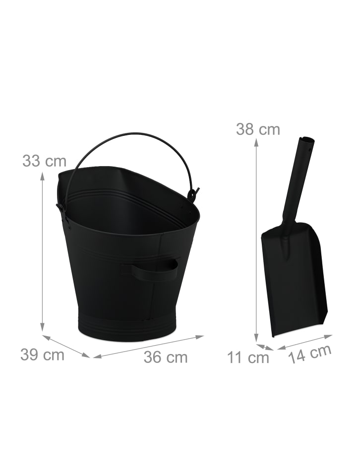 relaxdays 2tlg. Ascheeimer Set in Schwarz - 11 L günstig kaufen onesize