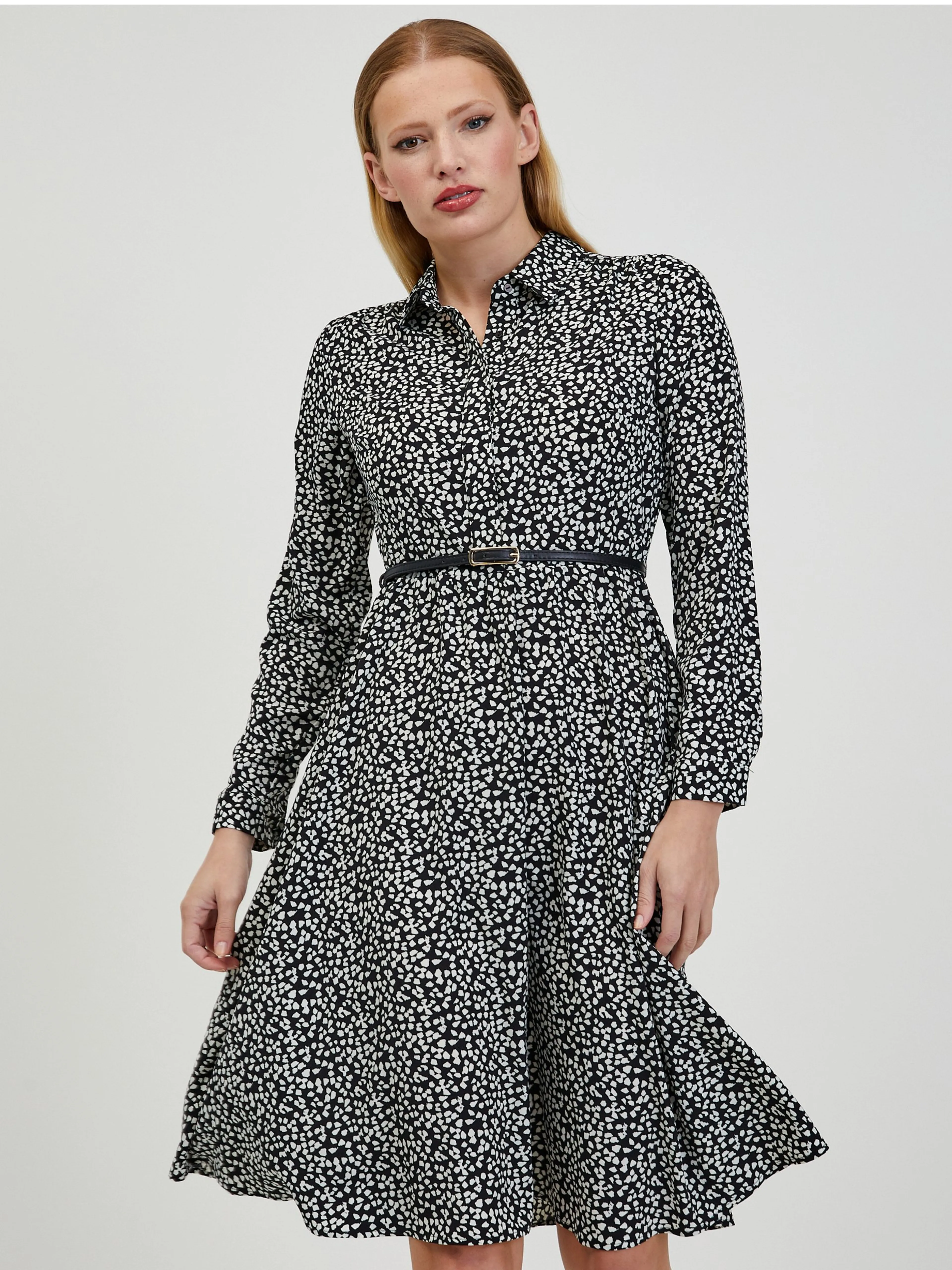 Weiß-schwarz gemustertes Damenkleid ORSAY