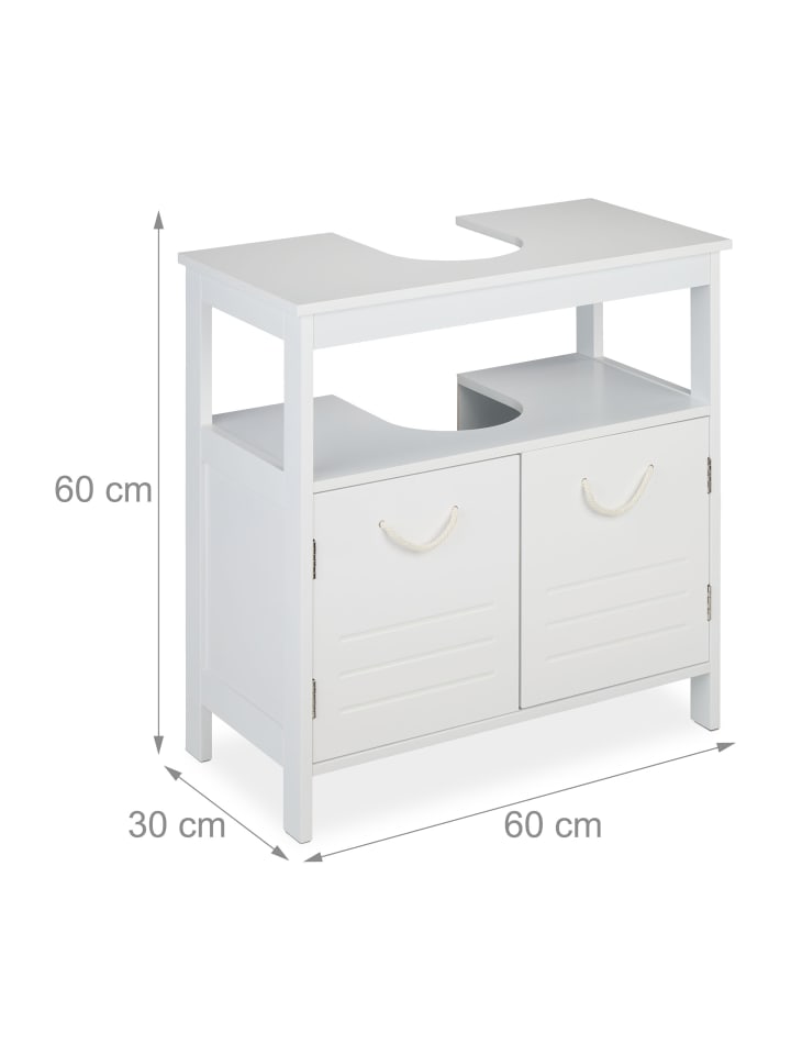 relaxdays Waschbeckenunterschrank in Weiß - (B)60 x (H)60 x (T)30 cm günstig kaufen onesize