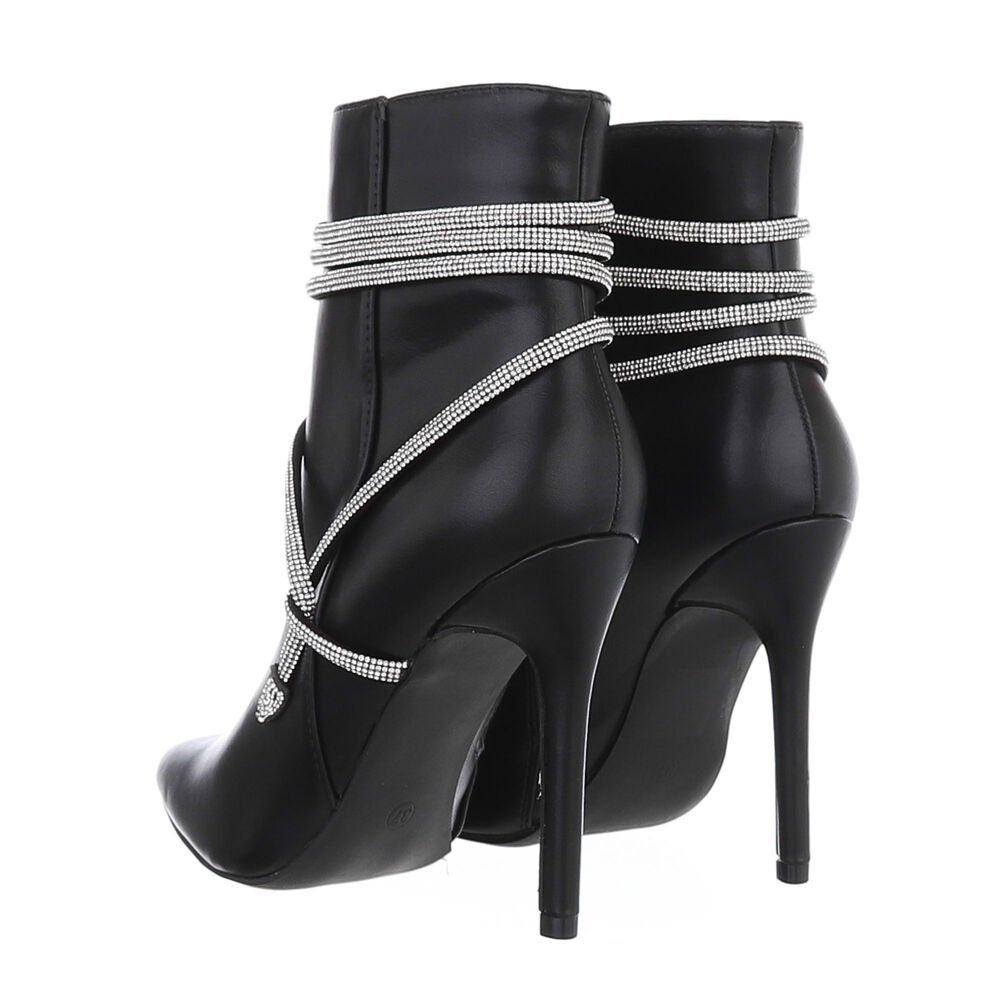 Ital-Design Damen Abendschuhe Elegant High-Heel-Stiefelette Pfennig-/Stilettoabsatz High-Heel Stiefeletten in Schwarz
