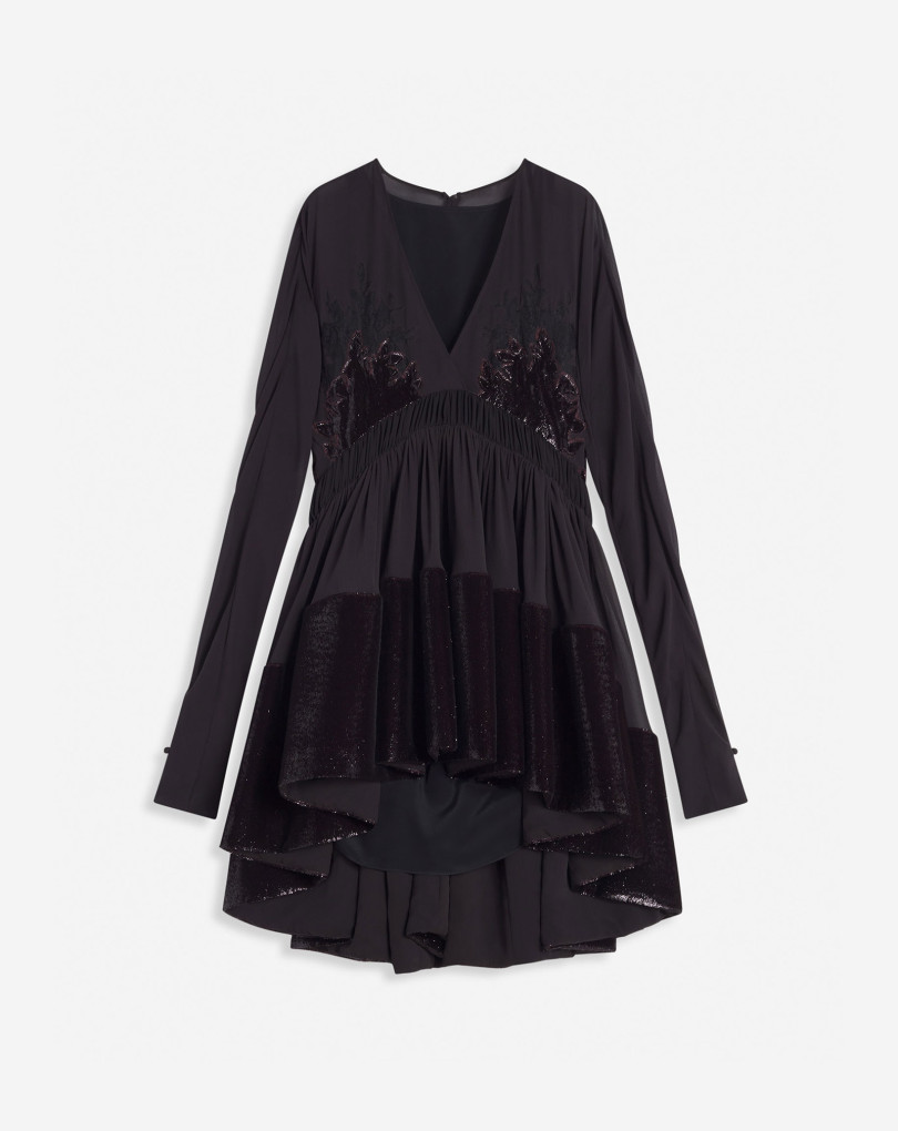 ROBE COURTE EN VELOURS À COL EN V