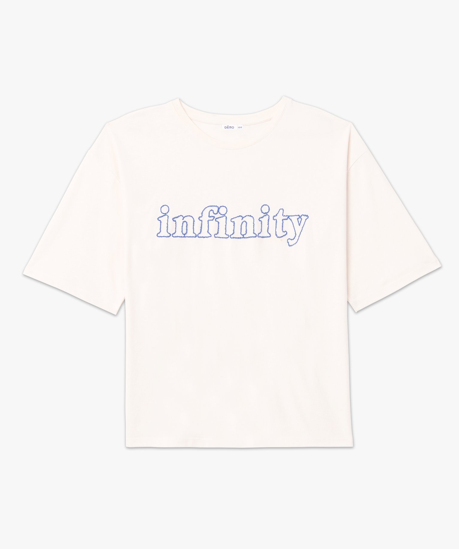 Tee-shirt à manches courtes avec message brodé femme grand... ecru | GEMO