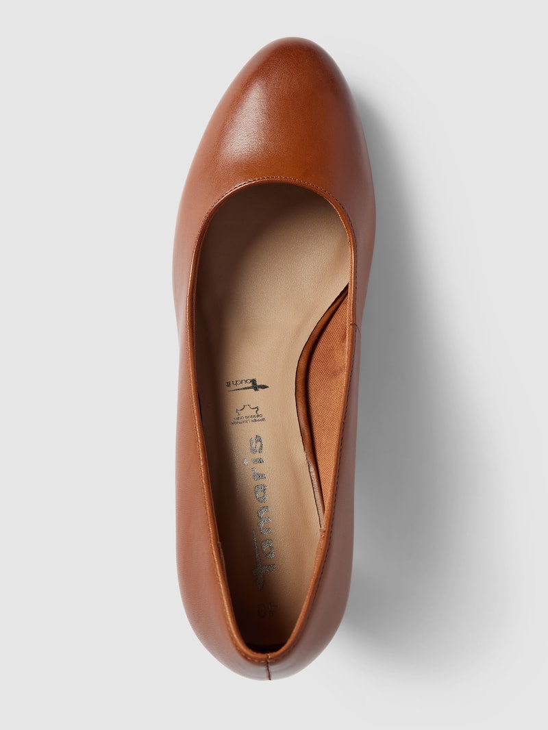 Pumps aus Leder mit abgerundeter Spitze Modell 'BASIC' in cognac