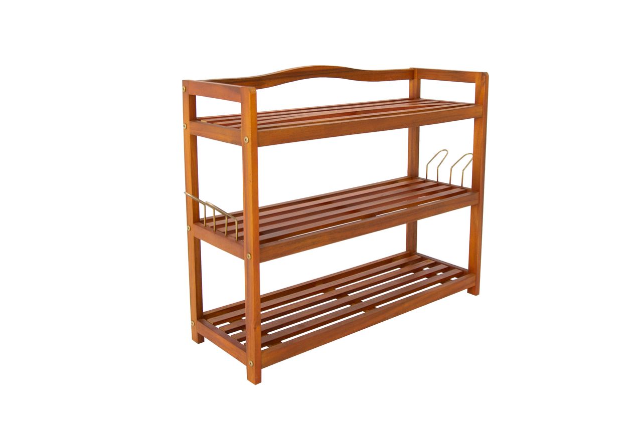 HC Home & Living Schuhregal Akazie 3 Etagen 84 x 62 x 26cm braun