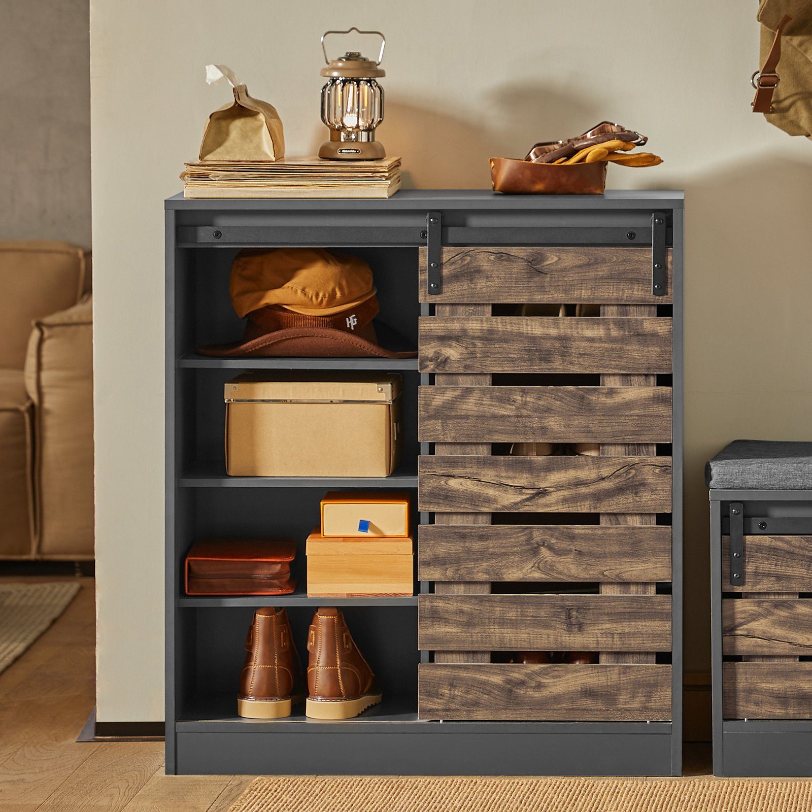 SoBuy Sideboard FSB65, Schuhschrank mit Schiebetür Kommode Schrank Küchenschrank Flurschrank