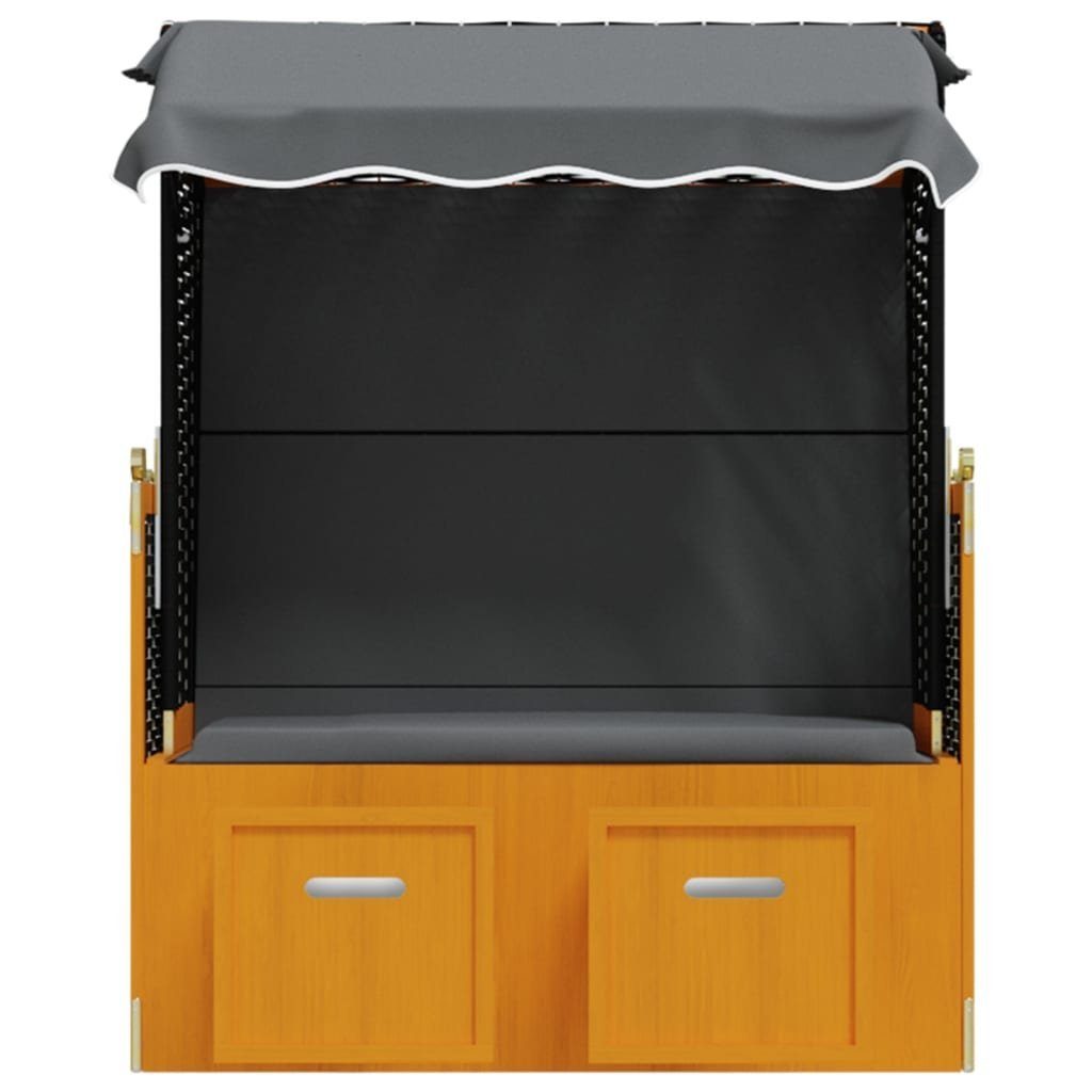 vidaXL Gartenliege Strandkorb mit Dach Poly Rattan & Massivholz Schwarz Anthrazit, 1 St.