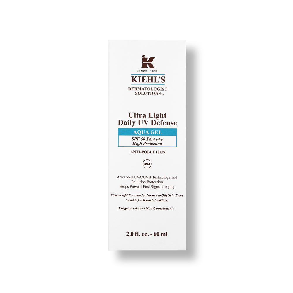 kiehl's Ultra Light Daily UV Defense Aqua Gel SPF 50 PA++++ Fluide solaire visage SPF 50 et anti-pollution pour peaux normales à grasses