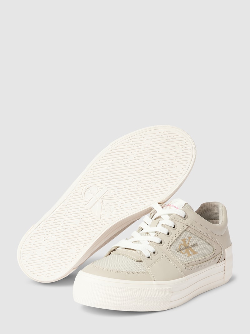 Sneaker aus beschichtetem Leder-Mix Modell 'BOLD' in beige