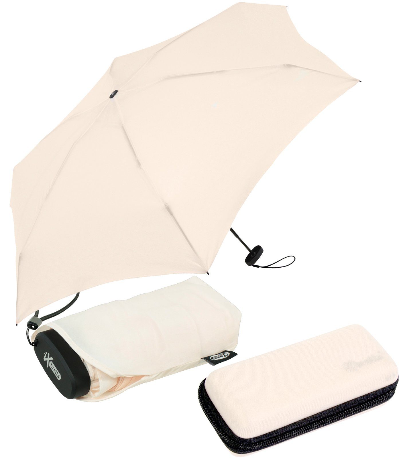 iX-brella Taschenregenschirm Ultra Mini 15 cm winziger Schirm im Handy Format, ultra-klein, mit Softcase-Etui - sea salt