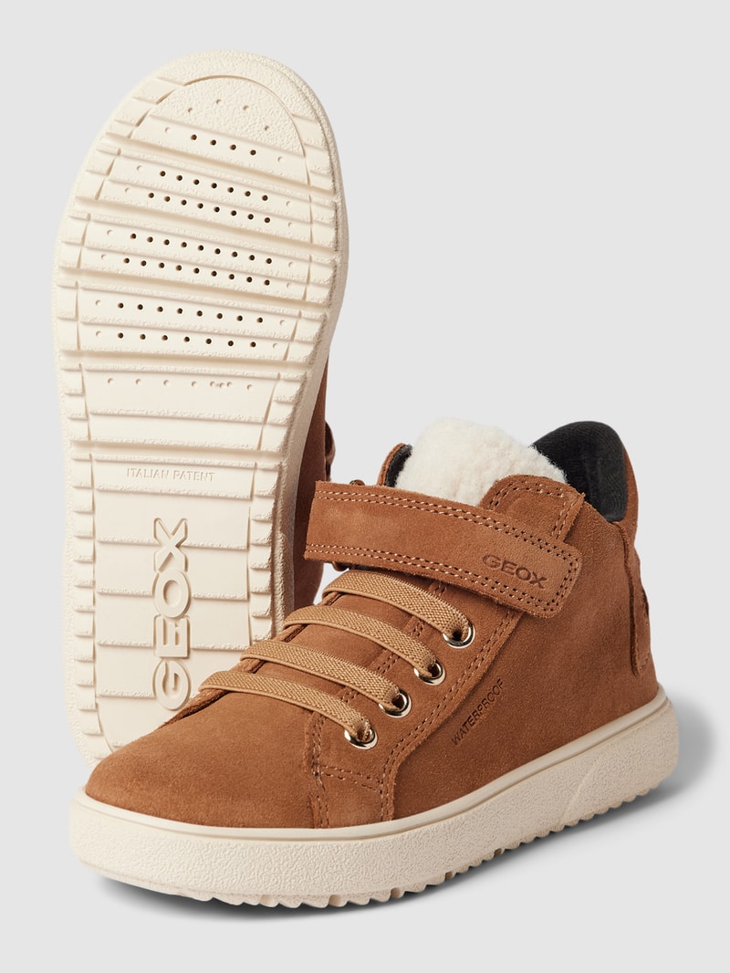Sneaker mit Teddyfell-Besatz Modell 'THELEVEN' in camel