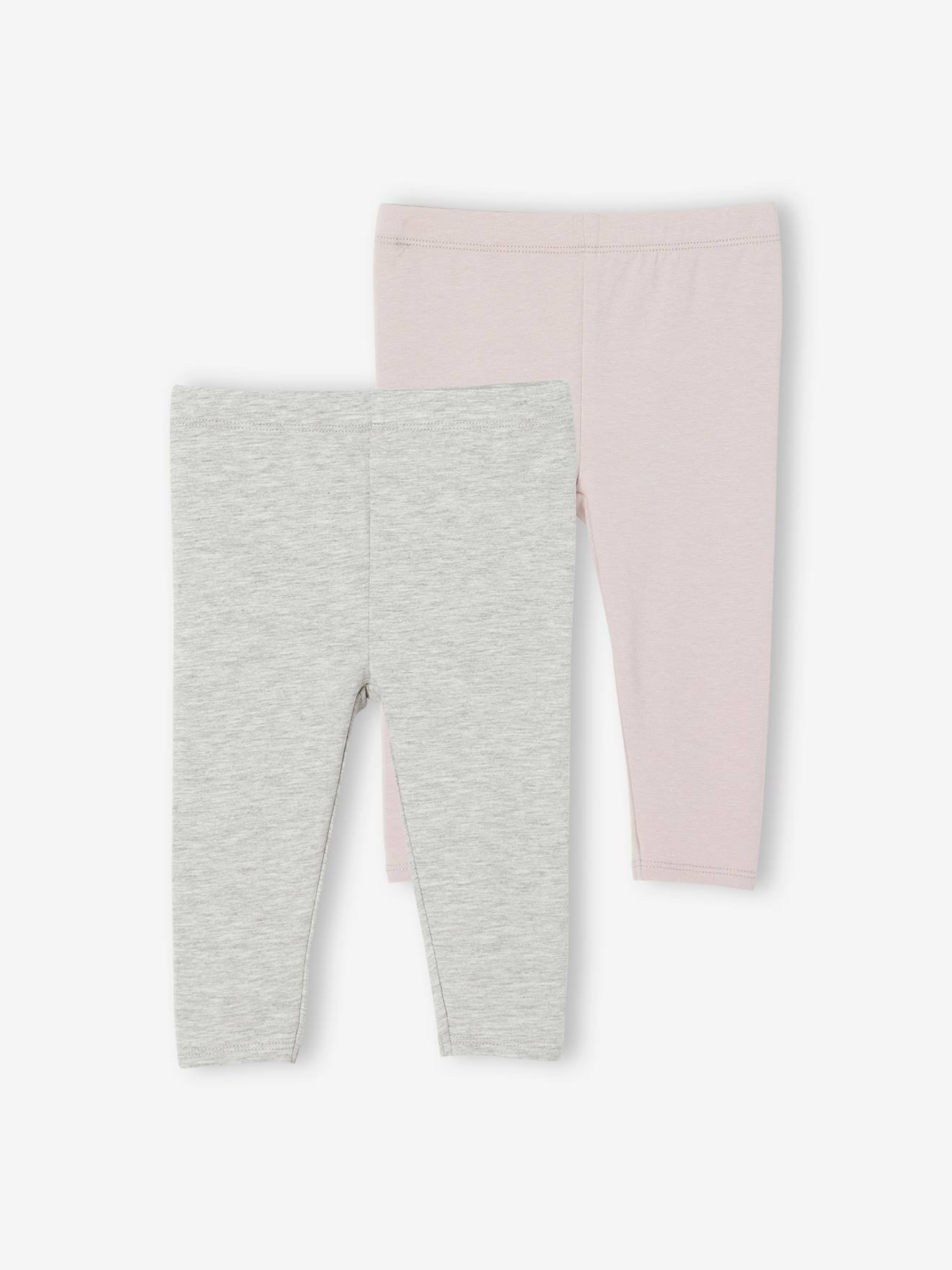 Lot de 2 leggings longs bébé fille BASICS gris chiné