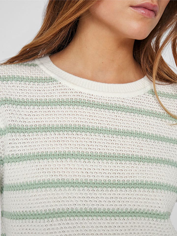 Vila Pullover in Grün/ Weiß günstig kaufen
