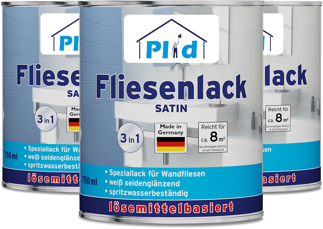 Plid Premium Fliesenlack Fliesen Lack  Fliesenfarbe Fliesen steichen Weiß - Seidenglänzend