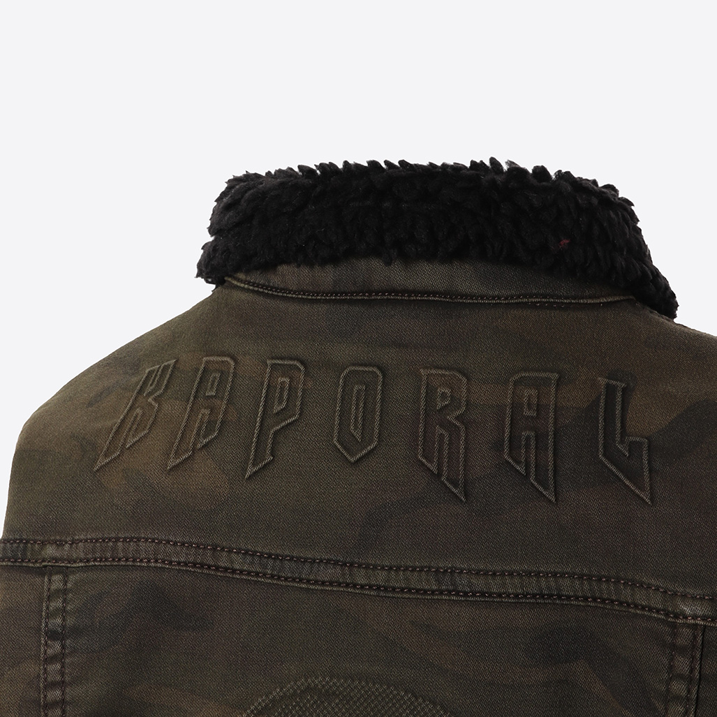 SAZER  Veste en jean kaki camouflage Garçon
