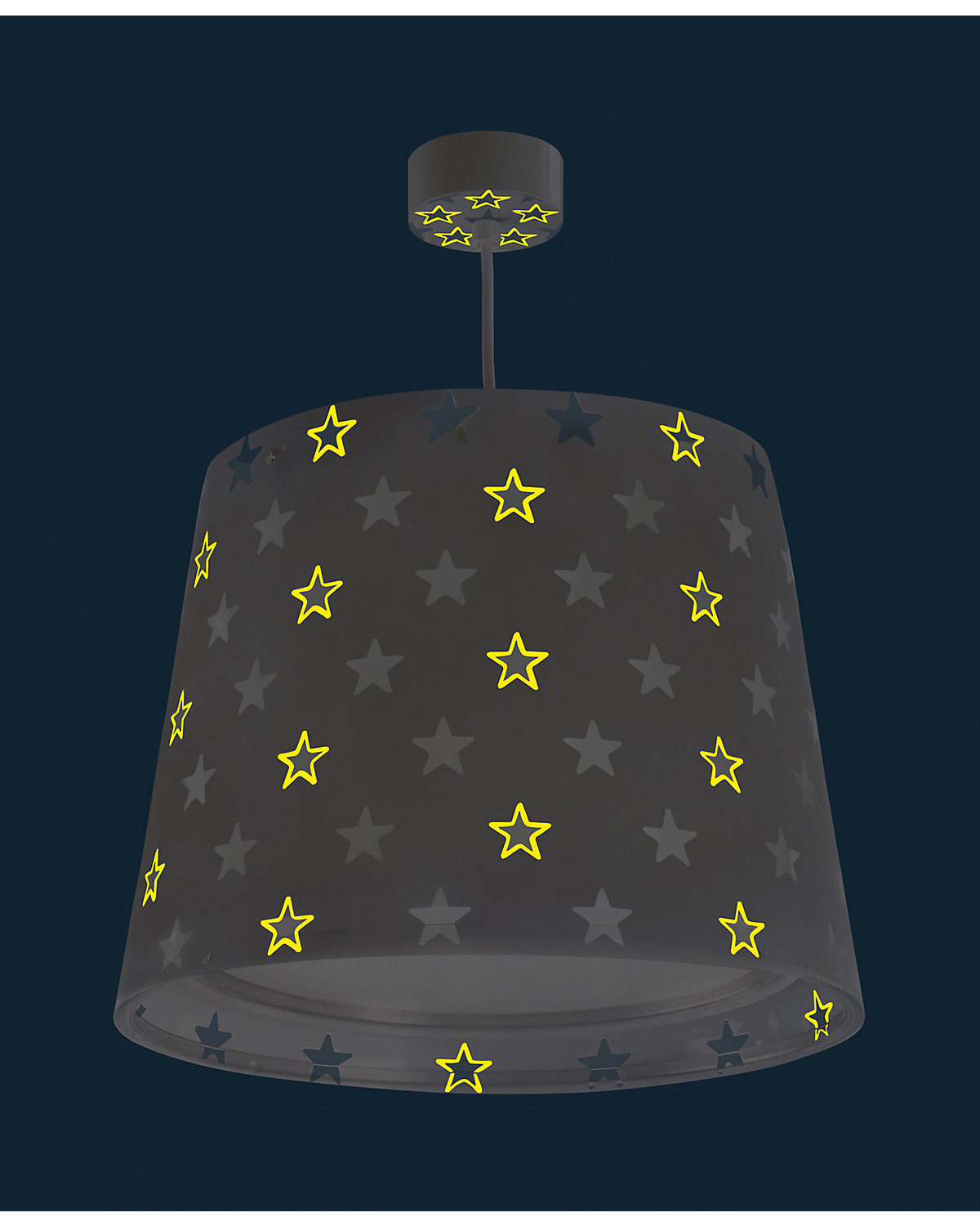 Hängelampe STARS, Glow in the dark, grau