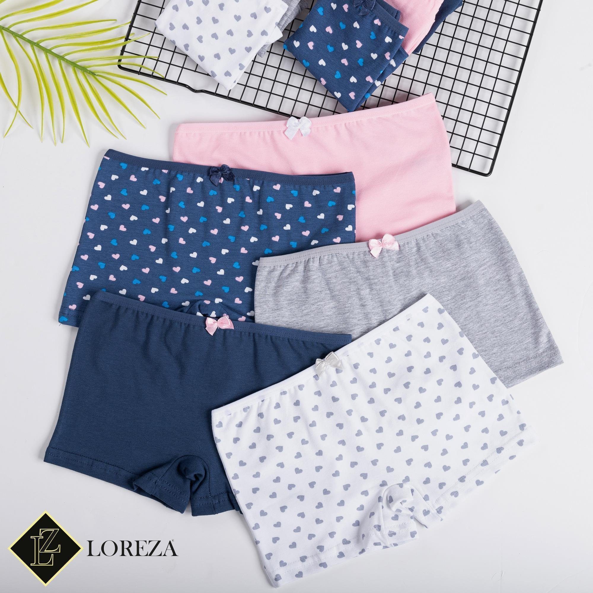 LOREZA Panty 10 Mädchen Pantys Unterwäsche Baumwolle - Herz Muster (Spar-Packung, 10-St)