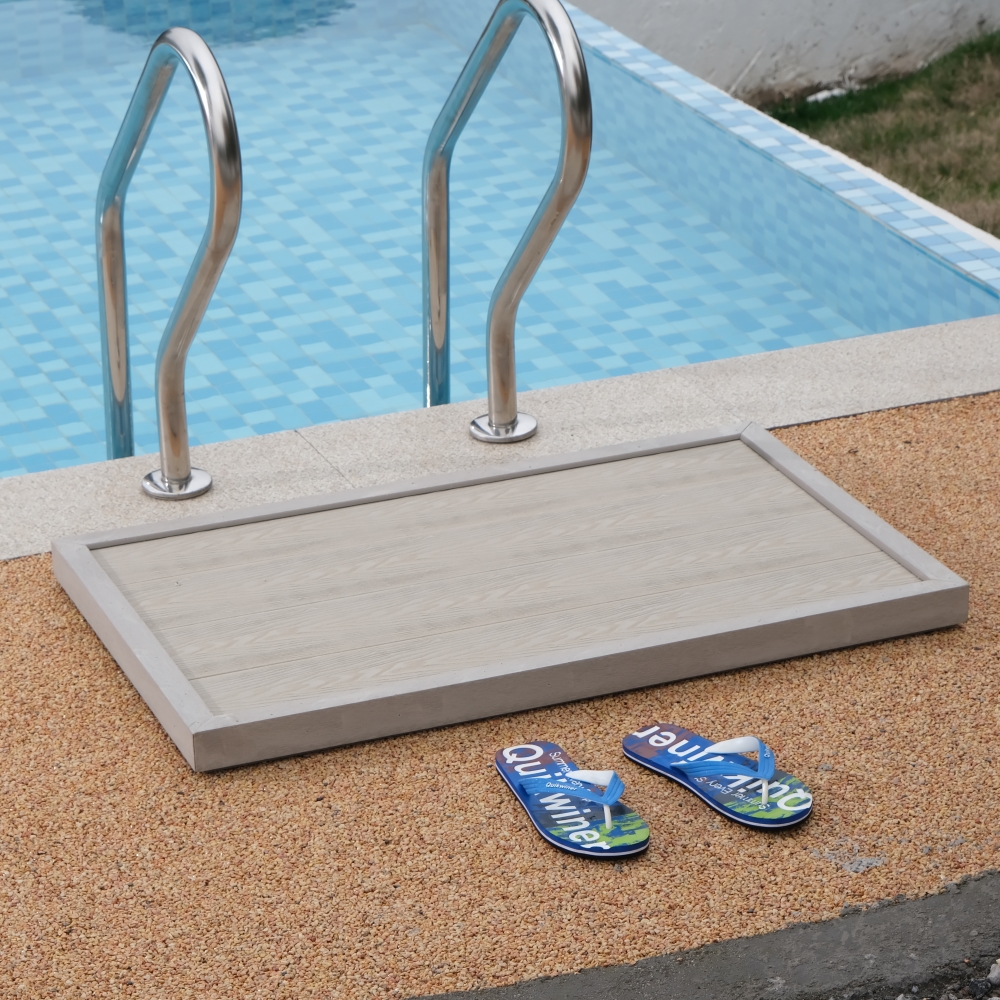 HC Garten & Freizeit Outdoor Bodenelement WPC Anti Rutsch für Pool-Leitern & Solarduschen lichtgrau