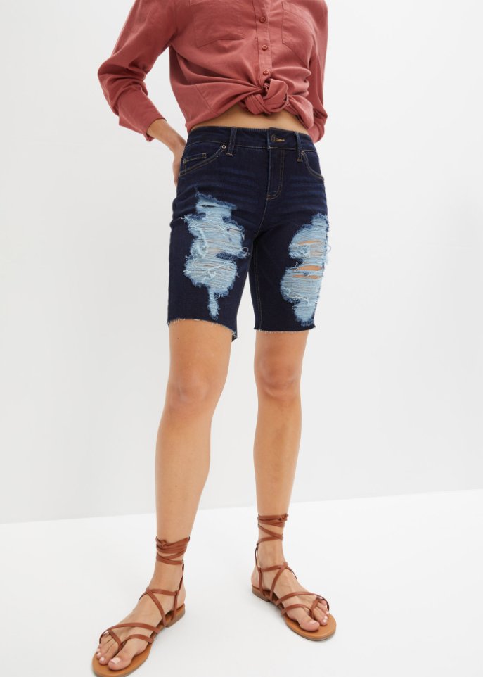 Jeans-Bermuda mit Destroy-Effekten