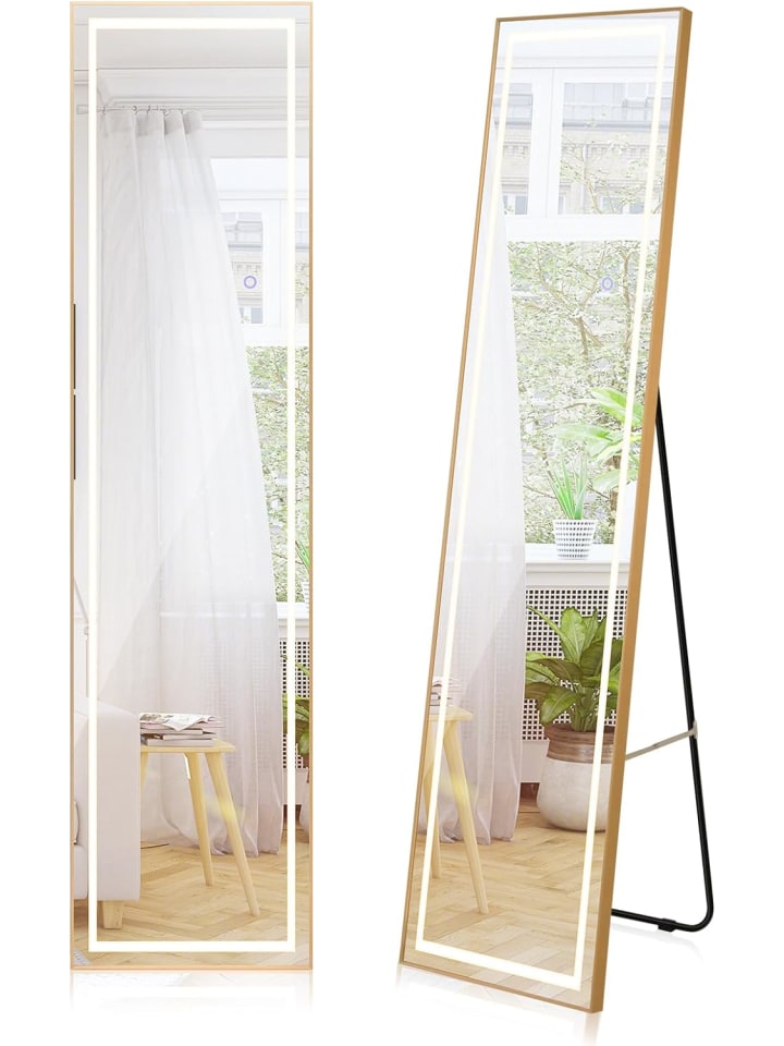 COSTWAY Ganzkörperspiegel LED 155cm in Gold günstig kaufen onesize