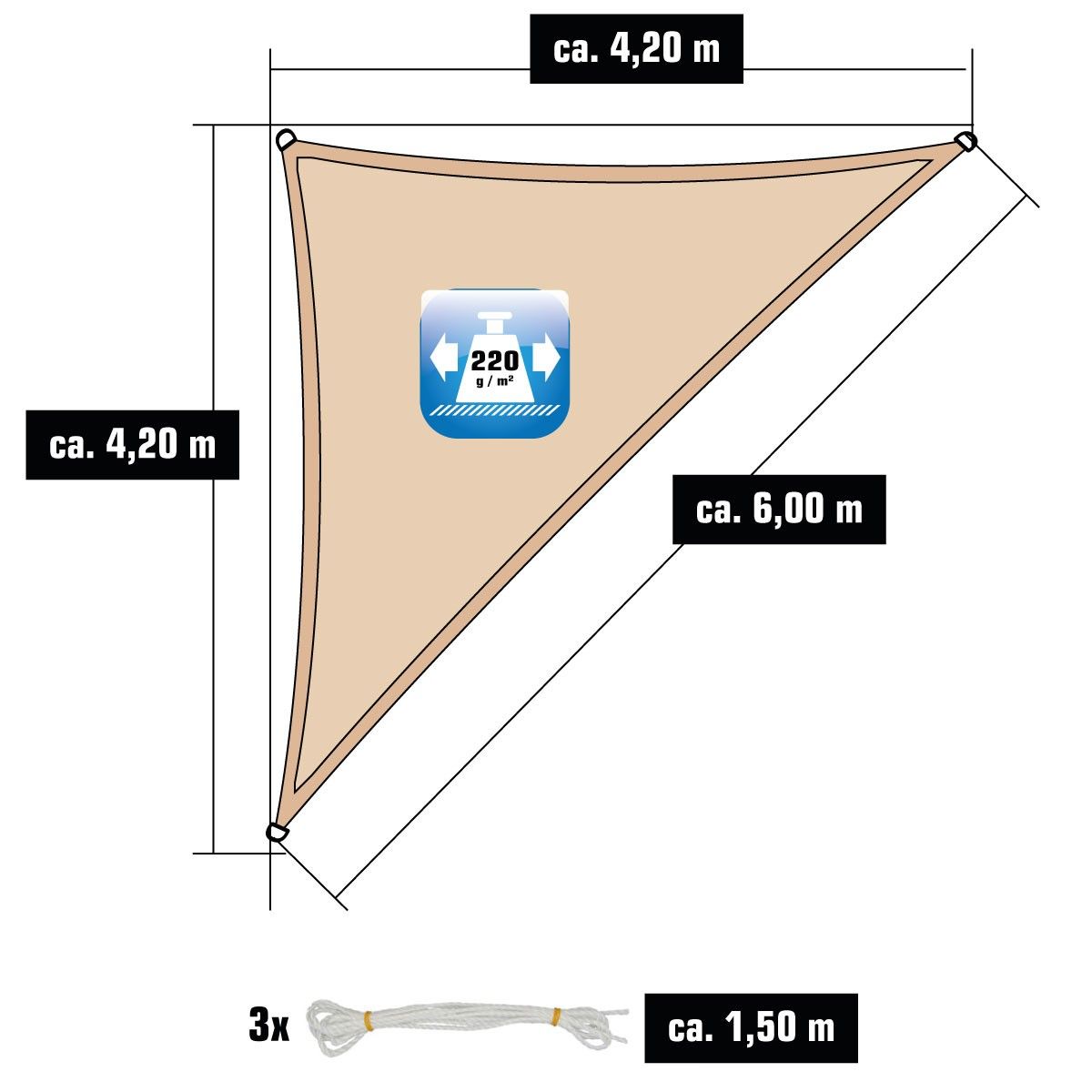 AMANKA 6 x 4,2 HDPE Sonnensegel
