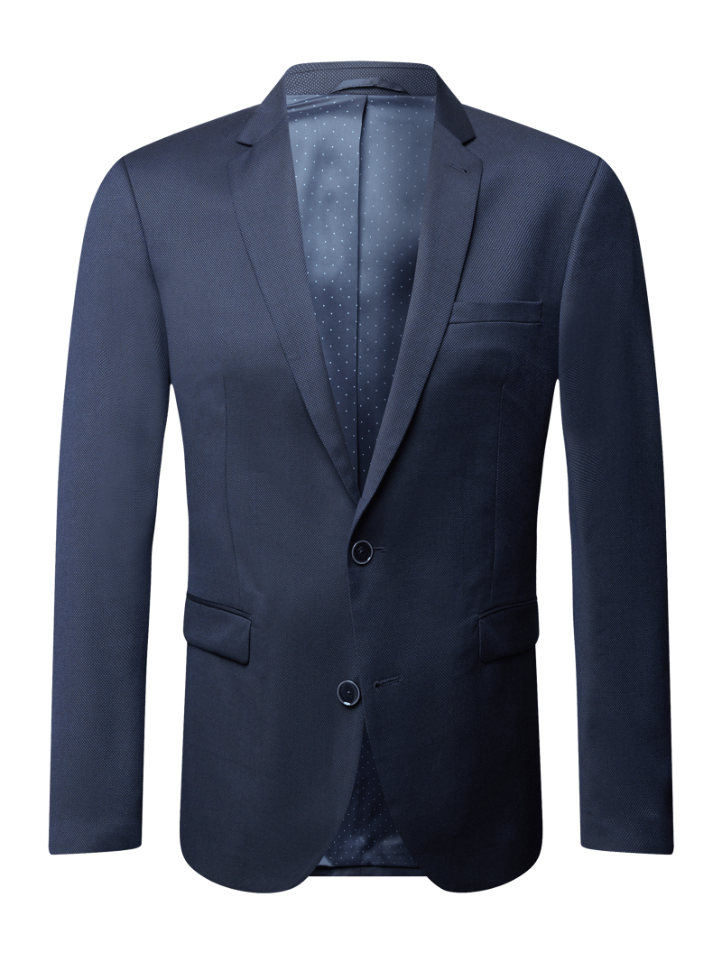 Slim Fit 2-Knopf-Sakko mit Webmuster in marineblau
