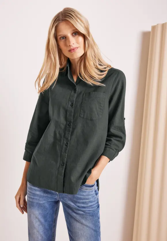 CECIL Unifarbene Leinenmix Bluse
