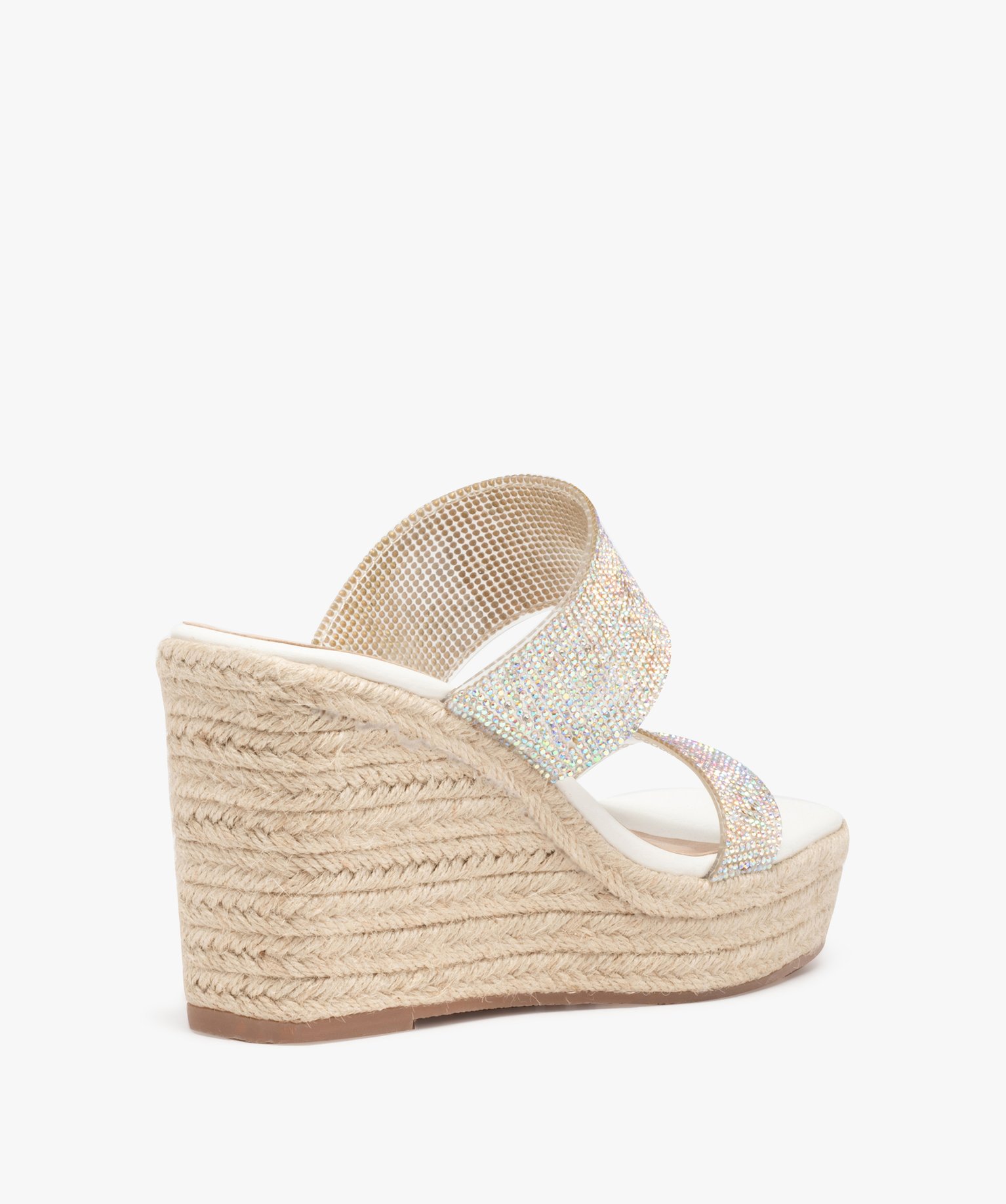 Sandales femme compensées à brides scratch en cuir blanc | GEMO