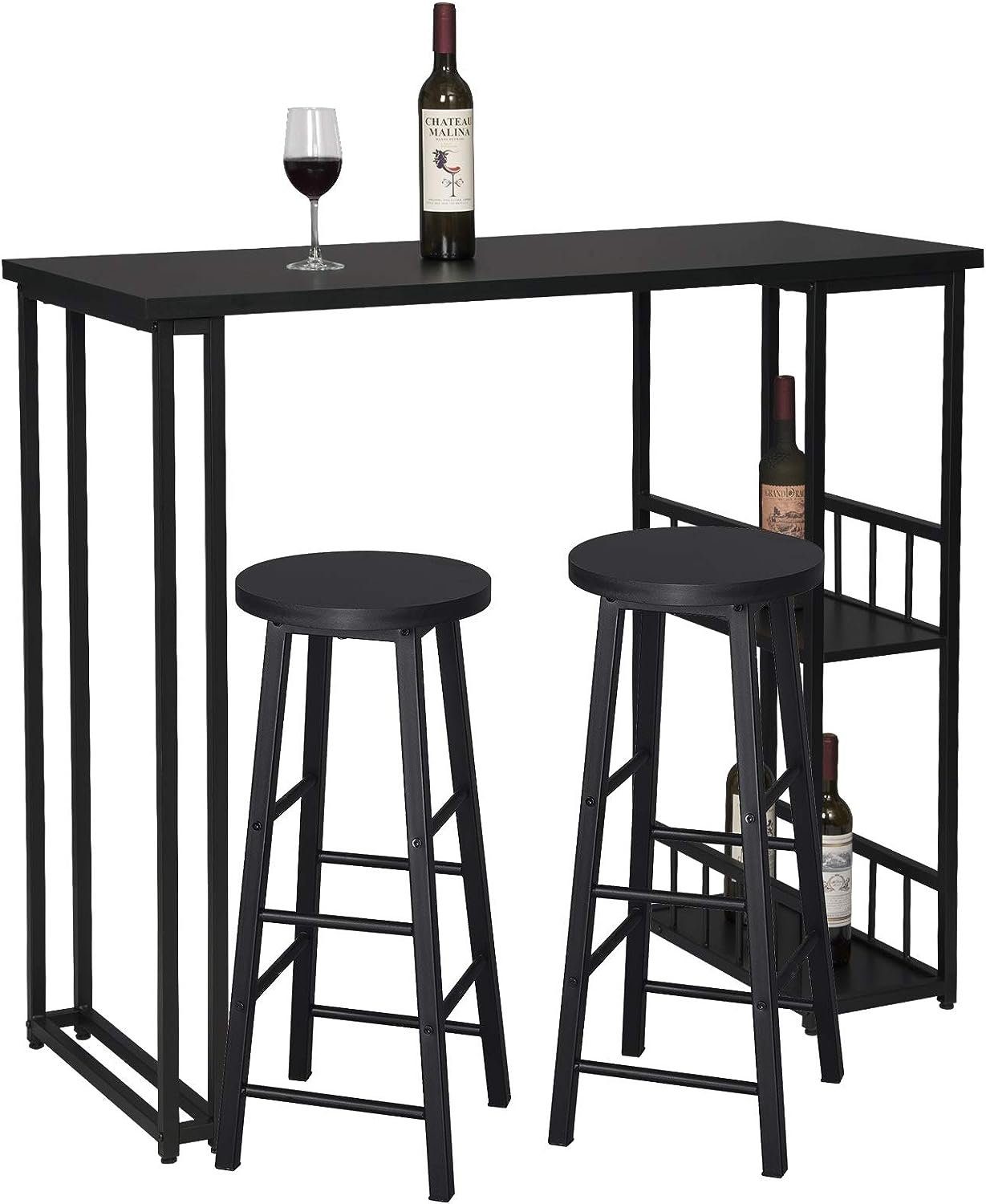 Woltu Bar-Set, (3-St), Bartisch mit 2 Barhocker aus MDF bis 100kg belastbar