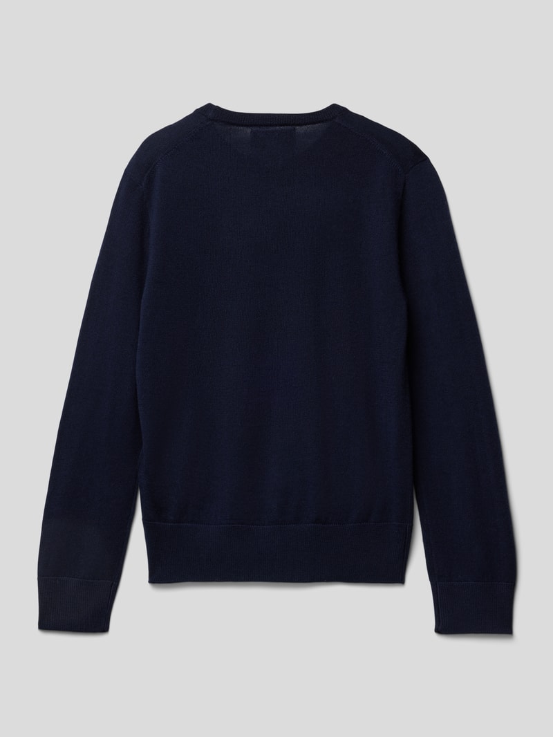 Strickpullover mit Logo-Stitching in bordeaux rot