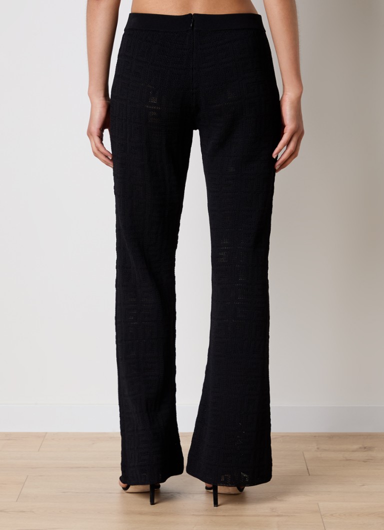 Παντελόνι Givenchy μεσαίας μέσης, ανοιχτό, φαρδύ μπατζάκι από λεπτό πλεκτό.
