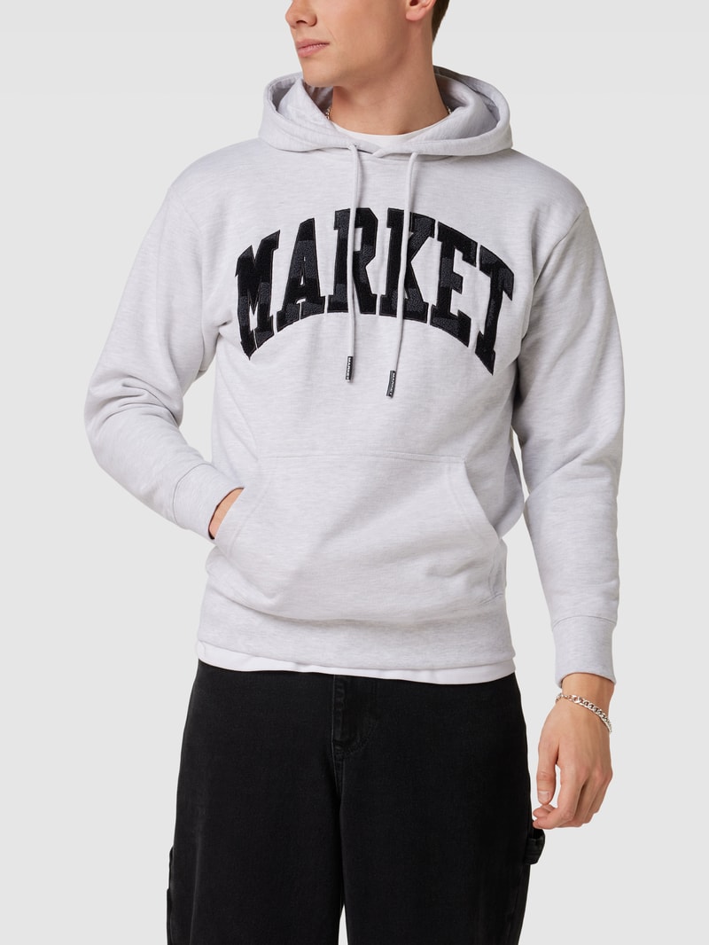 Hoodie mit Label-Stitching Modell 'CHESS' in hellgrau