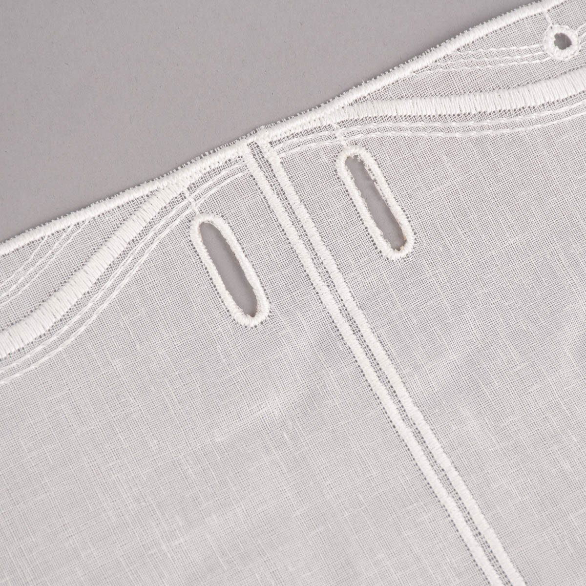 Meterware Scheibengardine nähfrei Stickerei Leinenlook ecru 30cm, SCHÖNER LEBEN., leicht perforiert, Stickerei/Stickstoff, bestickt, pflegeleicht
