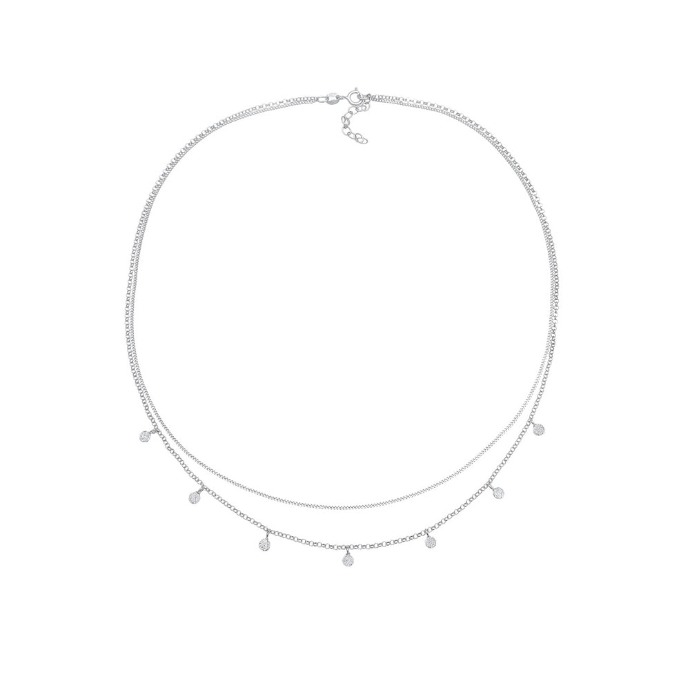 Elli Elli Collier Femmes Couches Plaquette Pendentif Martelé Tendance Blogueur en Arge collier