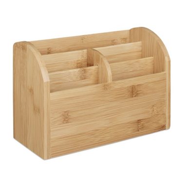 relaxdays Schreibtischaufsatz Schreibtisch-Organizer Bambus