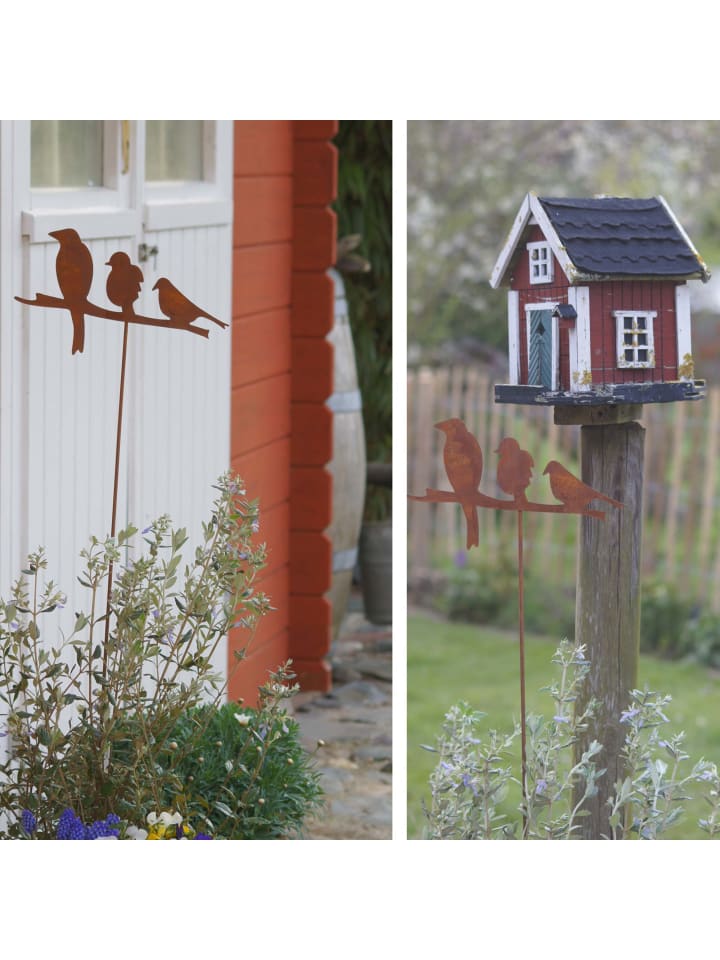 UNUS Gartenstecker Rost Vögel in Braun günstig kaufen onesize