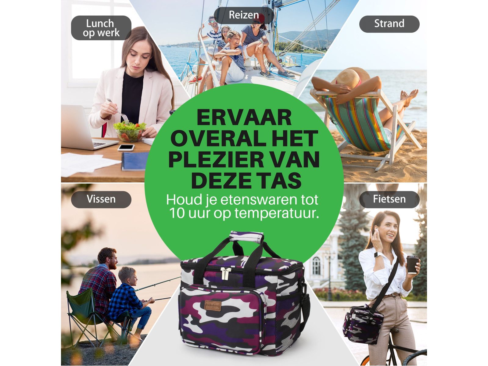 Packaway Camo Lila 15 Liter Kühltasche