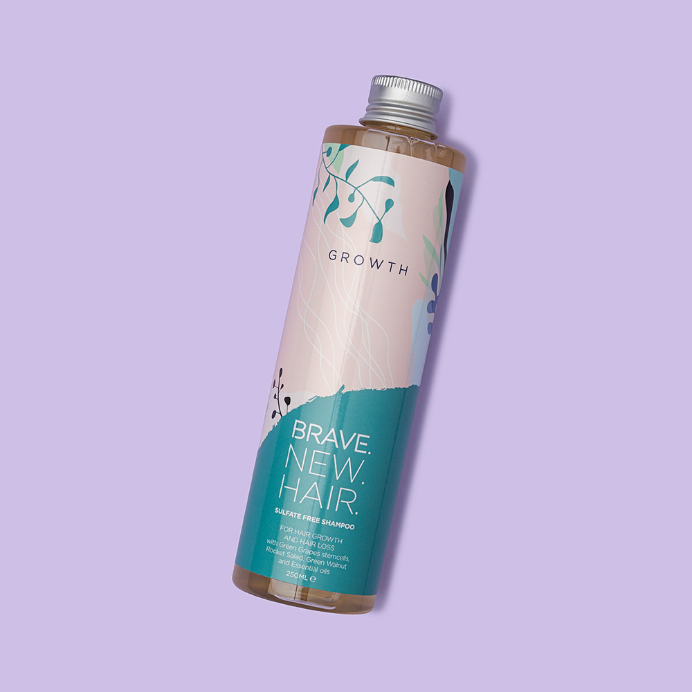 brave new hair Growth Shampooing pour favoriser la pousse et diminuer la chute des cheveux.