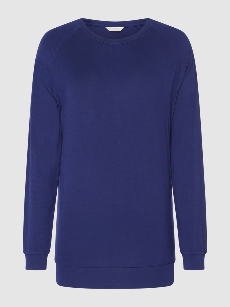 Pyjama-Oberteil aus Modal-Elasthan-Mix Modell 'Beth' in marineblau