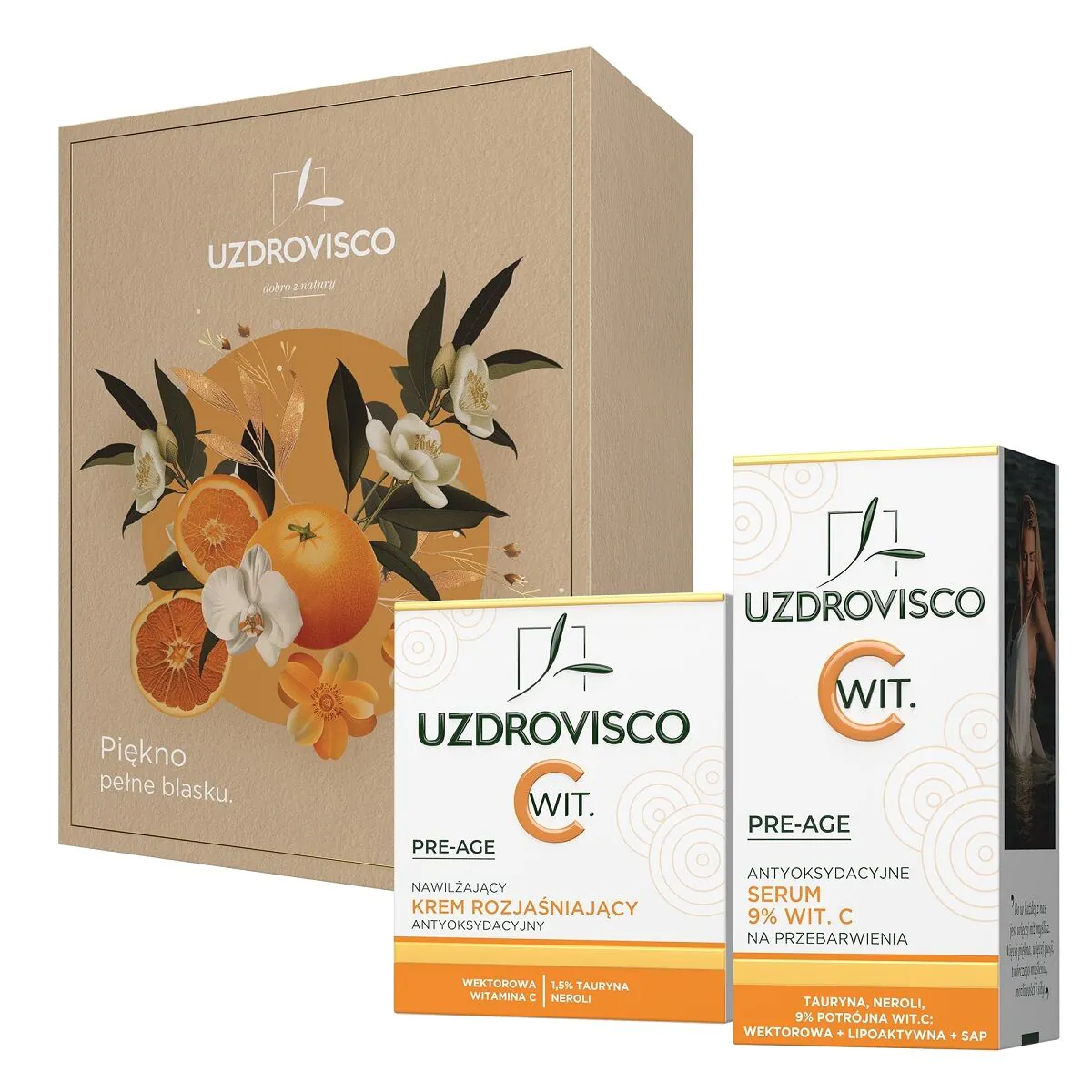 Uzdrovisco Pre Age Cosmetic Set: Verhelderende Crème + Serum 9% Vitamine C