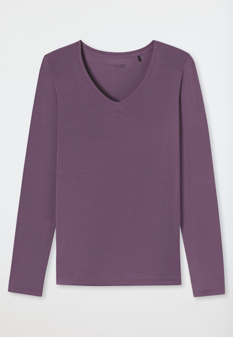 Shirt langarm V-Ausschnitt malve - Mix+Relax