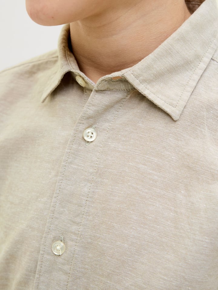 JACK & JONES Junior Kurzarmhemd JJBREEZE LINEN BLEND SHIRT JNR in crockery günstig kaufen