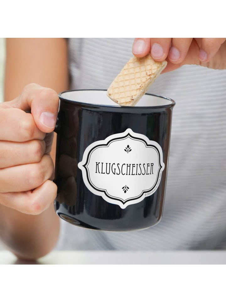 Geda Labels Tasse Klugscheisser Emaille-Optik in Schwarz - 400 ml günstig kaufen onesize