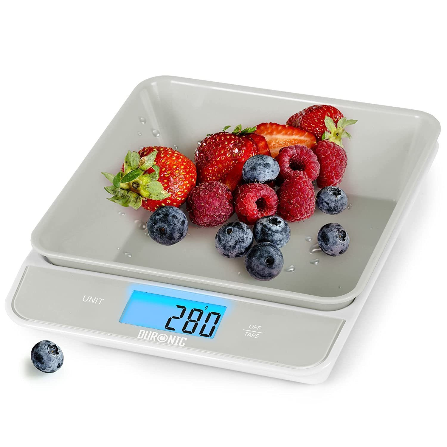 Duronic Küchenwaage, KS100 GY Küchenwaage, 5 kg Digitalwaage mit 1,2 L Schüssel