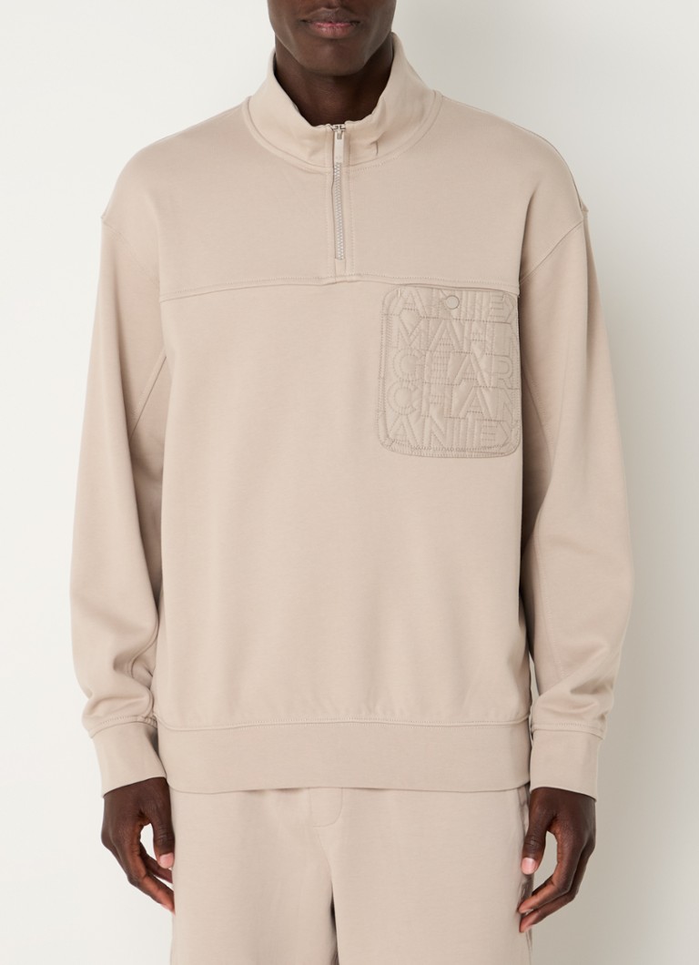 Armani Exchange Sweater with half zip and logo embroidery