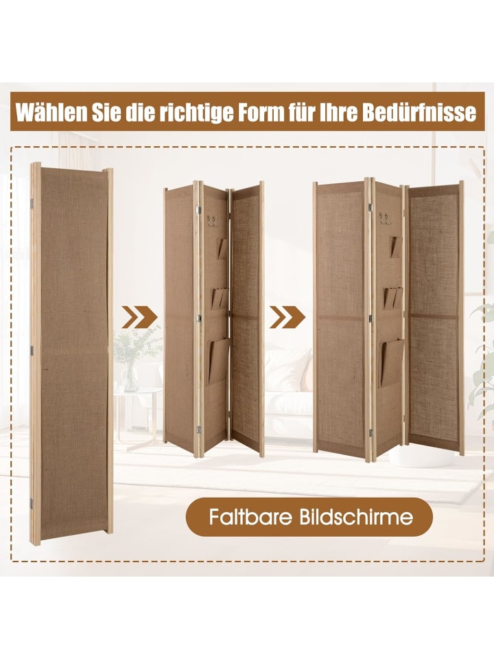 COSTWAY Paravent 170cm 3 tlg. Trennwand in Beige günstig kaufen onesize