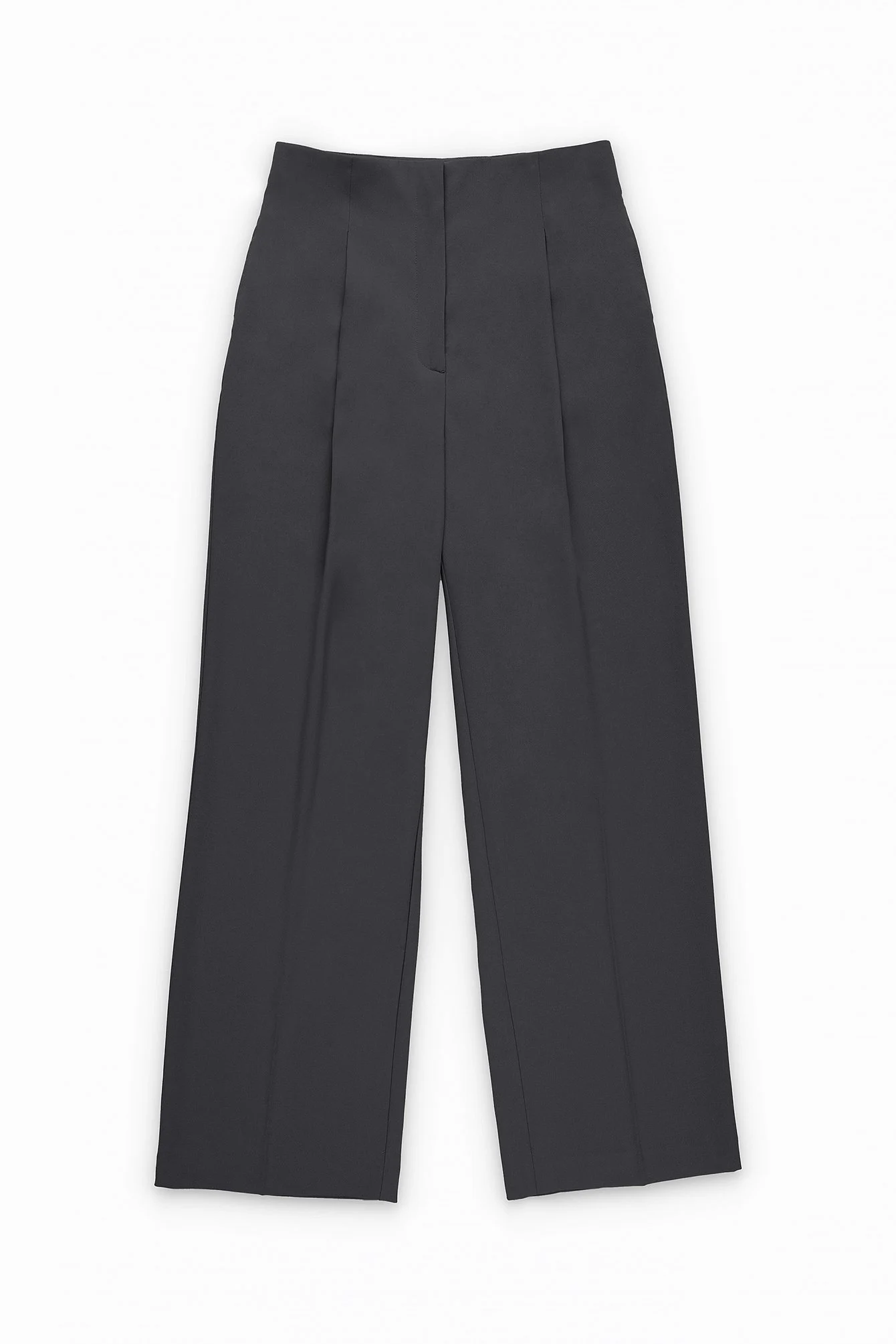 Weite Anzughose mit hoher Taille, ohne Bund
