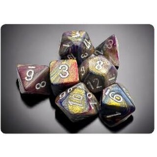 Festive Mini-Polyhedral 7-Die Set - Carousel/White