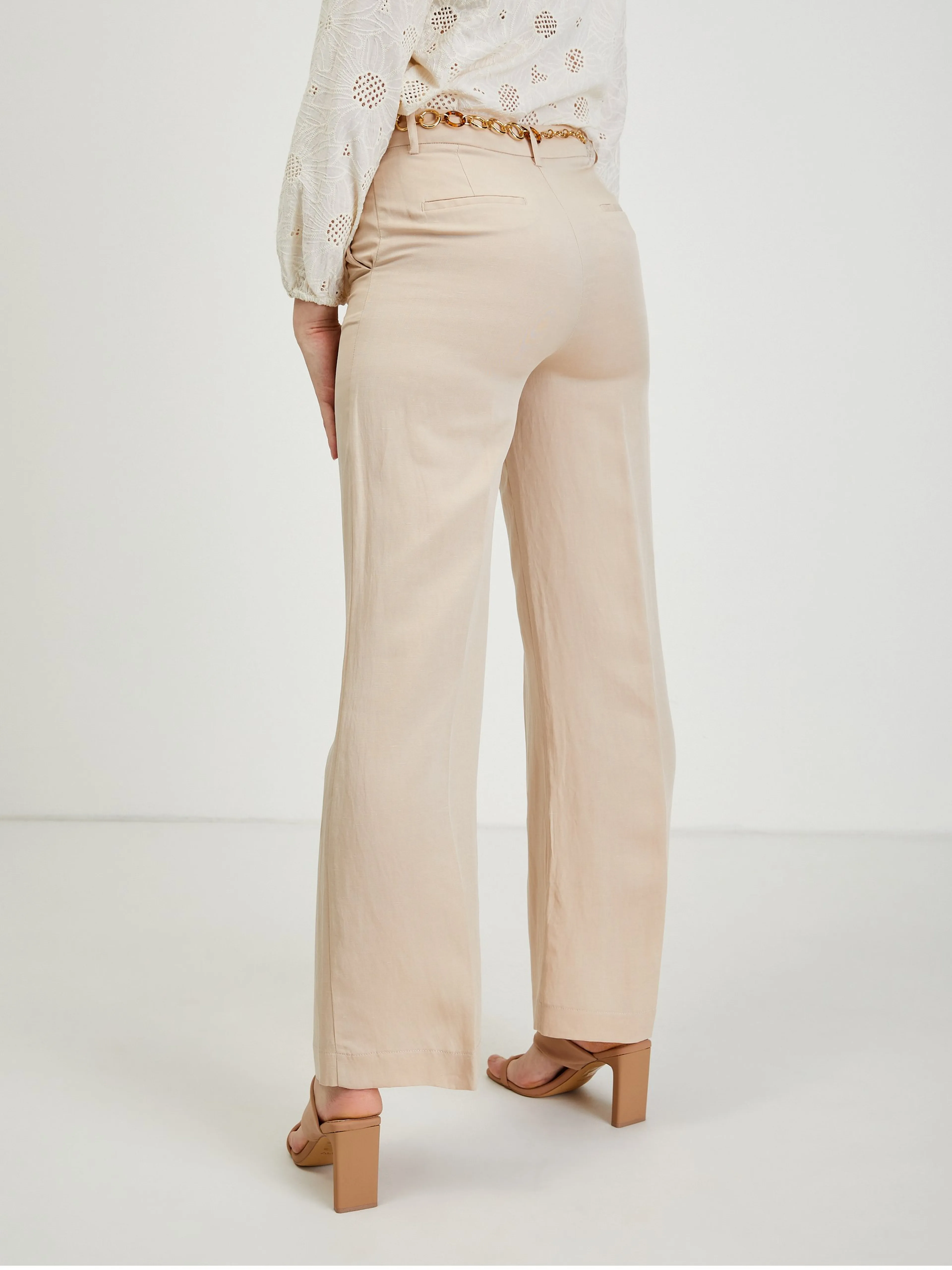 Beige Damenhose mit Leinen ORSAY