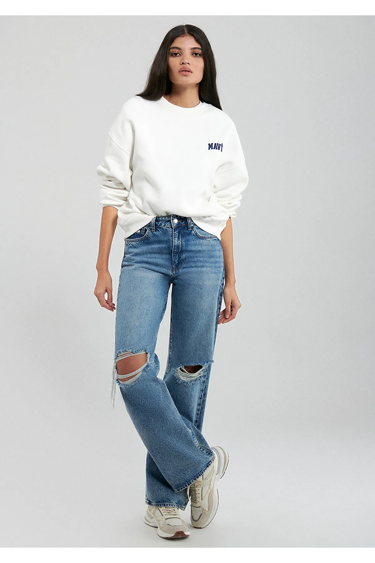Mavi  Weißes Sweatshirt mit Logo-Print1611600-81964